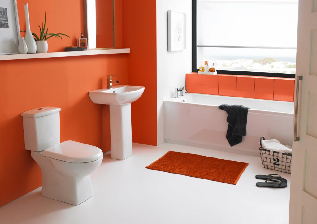 Multitravaux Batiment Orange Suite Complete Bathroom Including Toilet Basin Bath 2566856